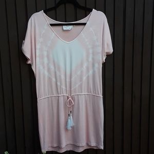 Green dragon light pink dress Small